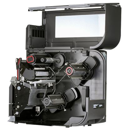 Close-up of a mechanical device with visible components on a white background